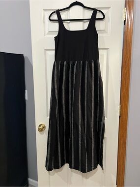 Loft Lou and Grey Black Striped Sleeveless Midi Dress